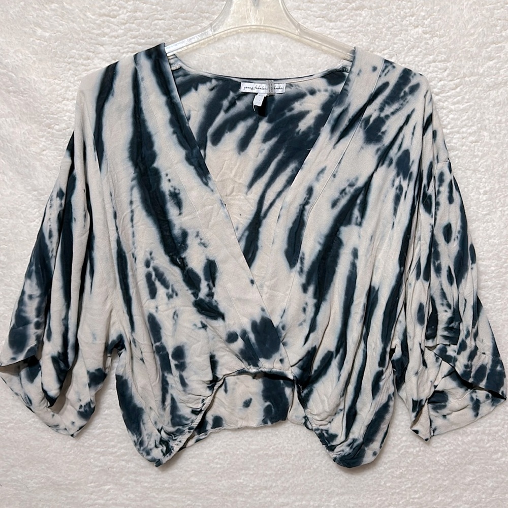 Young Fabulous and Broke Tia Tie Dye crossover kimono sleeve blouse M